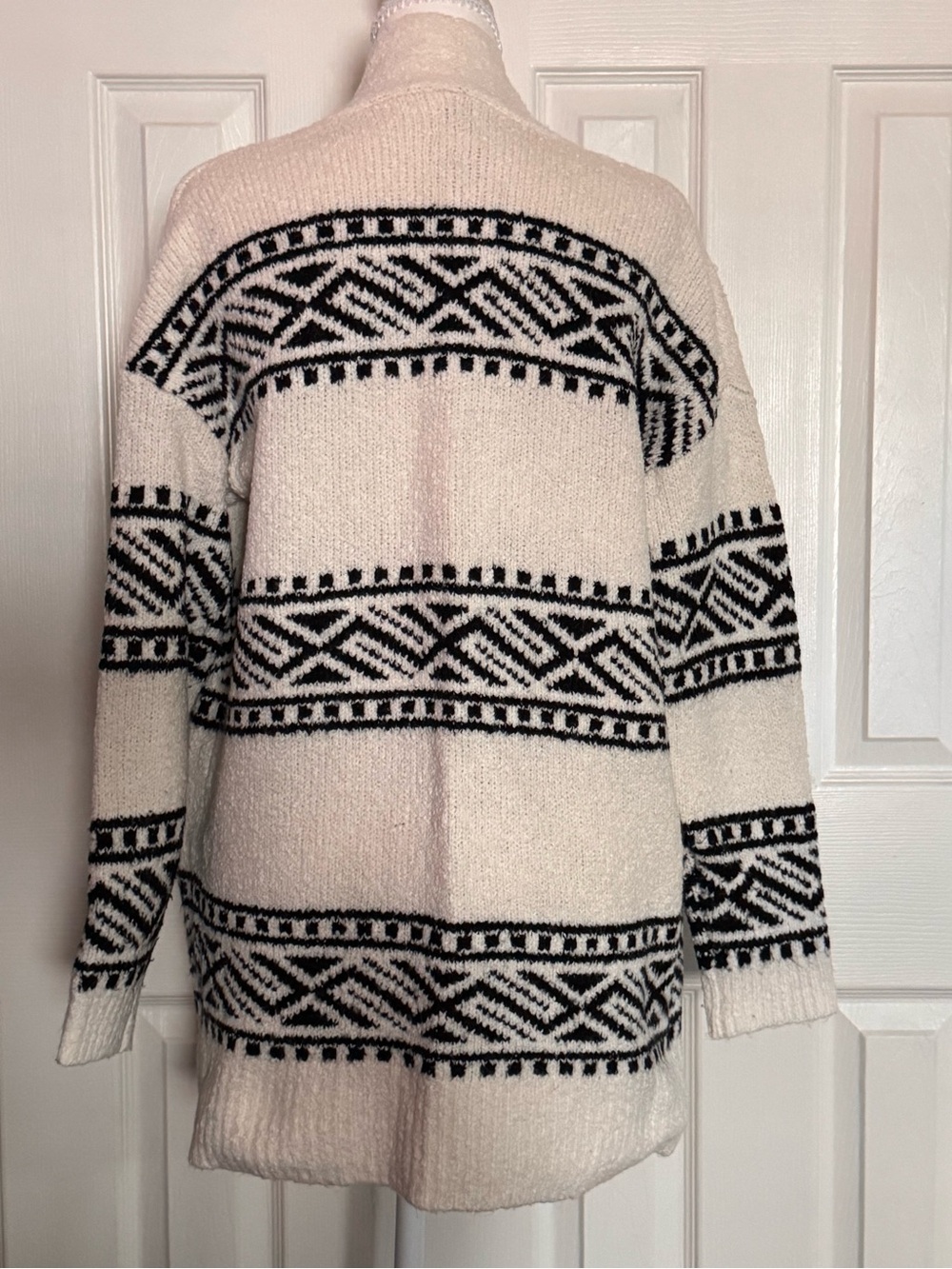 Joie Cream Cardigan with Black Geometric Trim - Picture 3 of 10